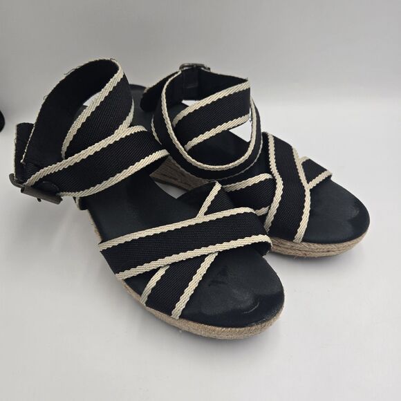 Old Navy Black Espadrille Wedge Sandals Size 9 Strappy Platform Summer Shoes Y2K - Picture 8 of 9